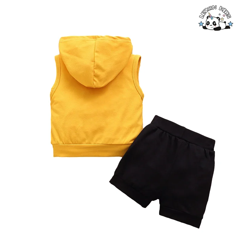 LEZONKIDS - Factory Direct Price Sleeveless Hoodie Pullover Shorts Boys Clothing Sets for 4 to 12 Years Old